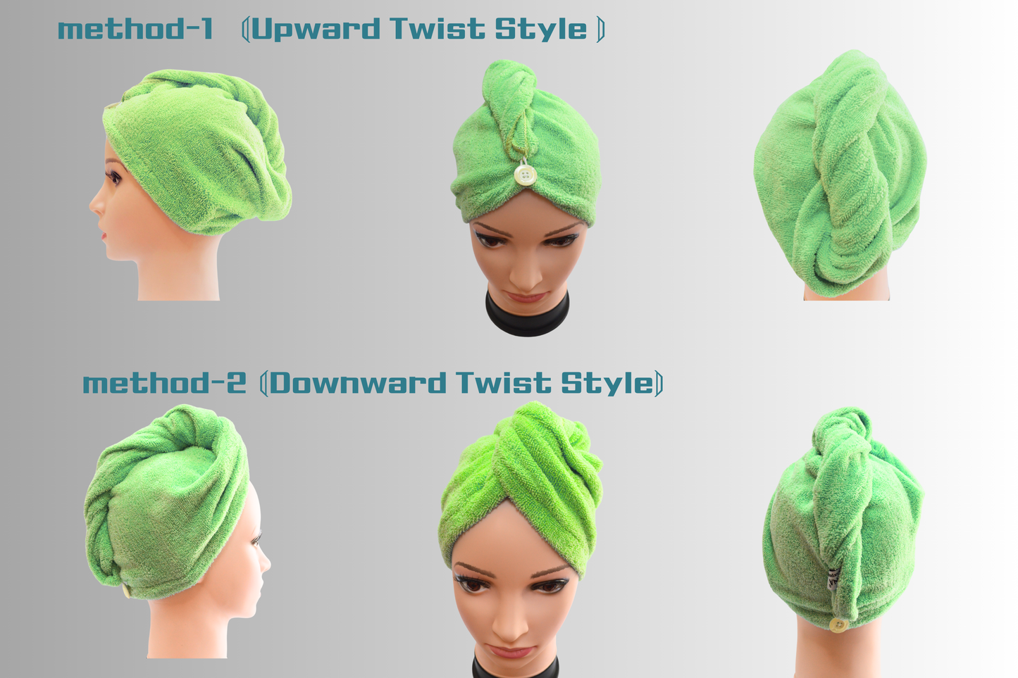 2 of Hair Turban - Super Absorbent Microfiber turban towel ‖ No Rubbing. Less Damage. Healthier Hair.