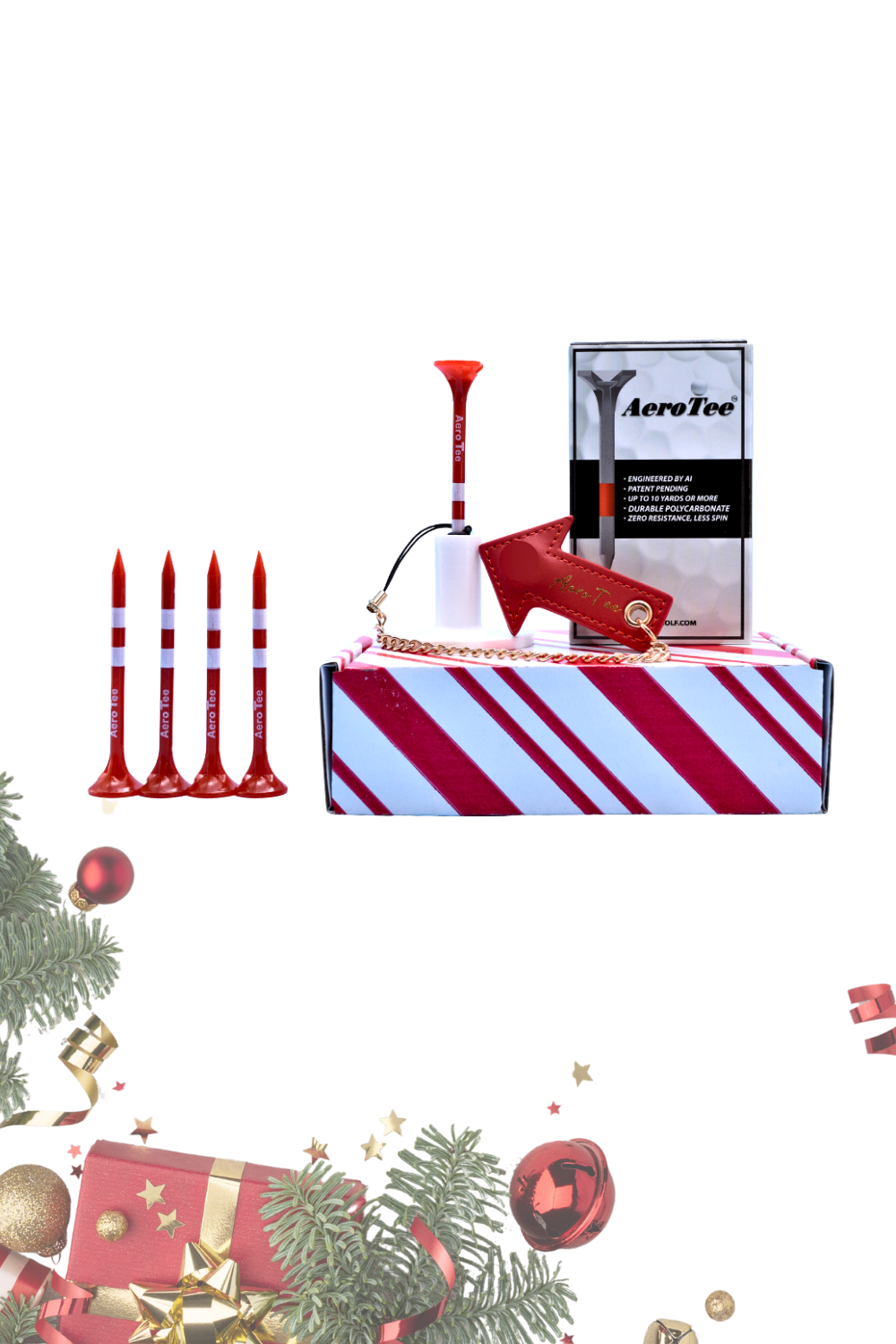 Perfect Gift for Golfers⁕ Premium Golf Gift Set – Distance Tees + Anti-Lost tee Holder + Practice Tee Stand