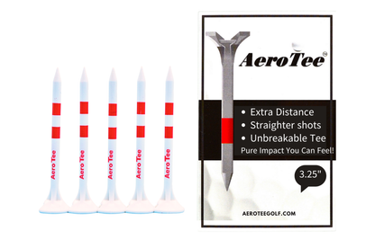 Aero Golf Tee-Unbreakable Power Plastic Golf Tee | More Distance | straight Shots | Patented & USGA Approved - 4 Boxes (5 of 3.25" tees in a box / White )-$7.99 per box