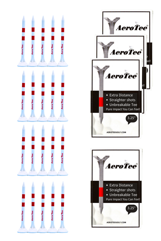 Aero Golf Tee-Unbreakable Power Plastic Golf Tee | More Distance | straight Shots | Patented & USGA Approved - 4 Boxes (5 of 3.25" tees in a box / White )-$7.99 per box