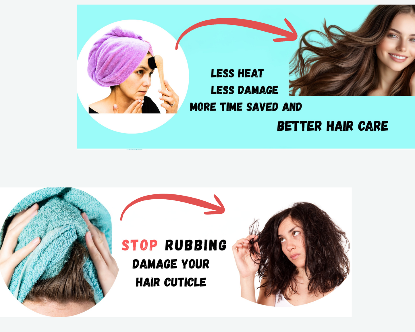 2 of Hair Turban - Super Absorbent Microfiber turban towel ‖ No Rubbing. Less Damage. Healthier Hair.