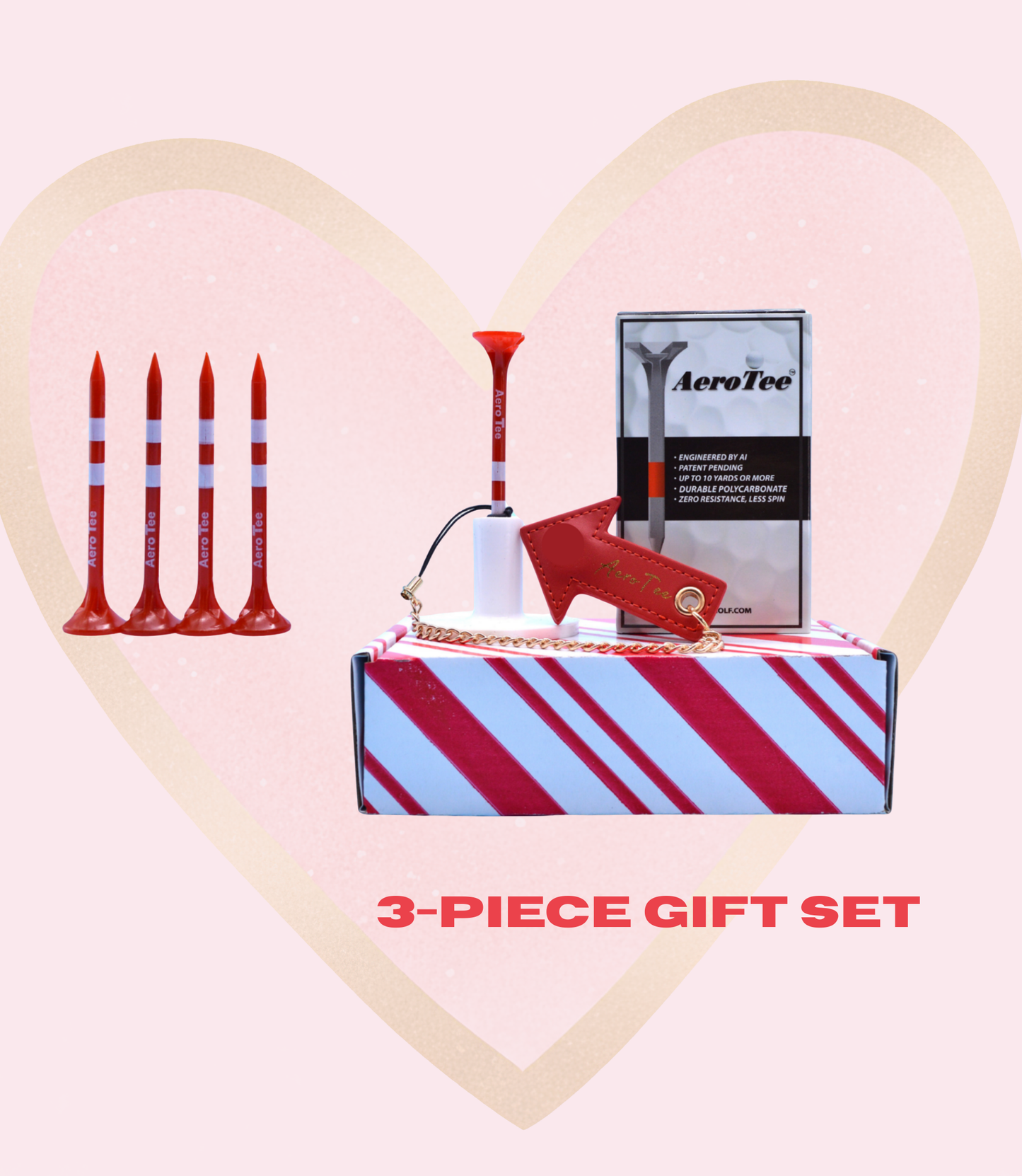 Perfect Gift for Golfers ⁕ Premium Golf Gift Set – farther & straighter Tees, Anti-Lost tee Holder, Practice Tee Stand and brush-textered Towel