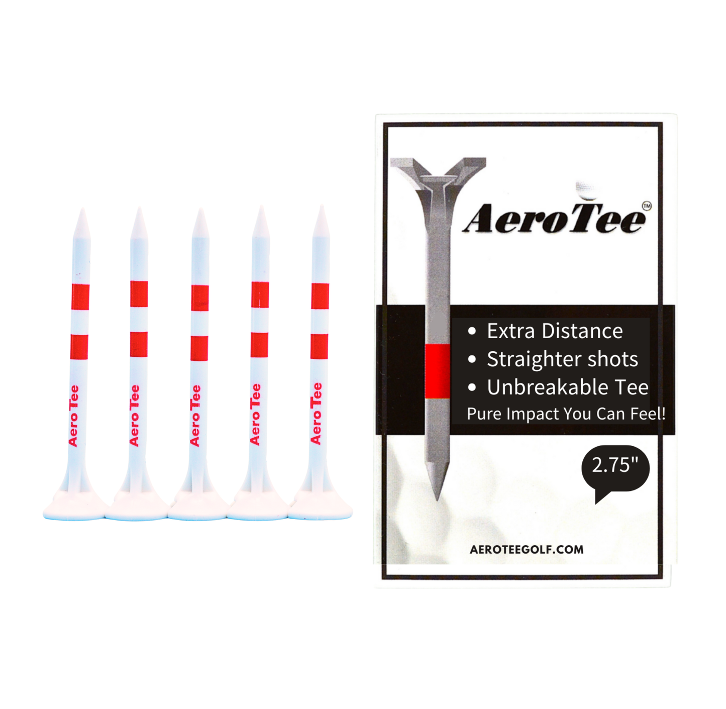 AI Engineered Golf Tee for Long Distance – Less Fade & Draw | Built to Last | USGA Approved & Patented / 5 of 2.75" golf tees in a box-White