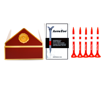 GIFT BOX with 5 of golf tees in a AeroTeeBox :  AI-Engineered and Designed with AI - Patented USGA Approved Equipment Brand