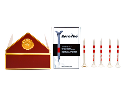 GIFT BOX with 5 of golf tees in a AeroTeeBox :  AI-Engineered and Designed with AI - Patented USGA Approved Equipment Brand