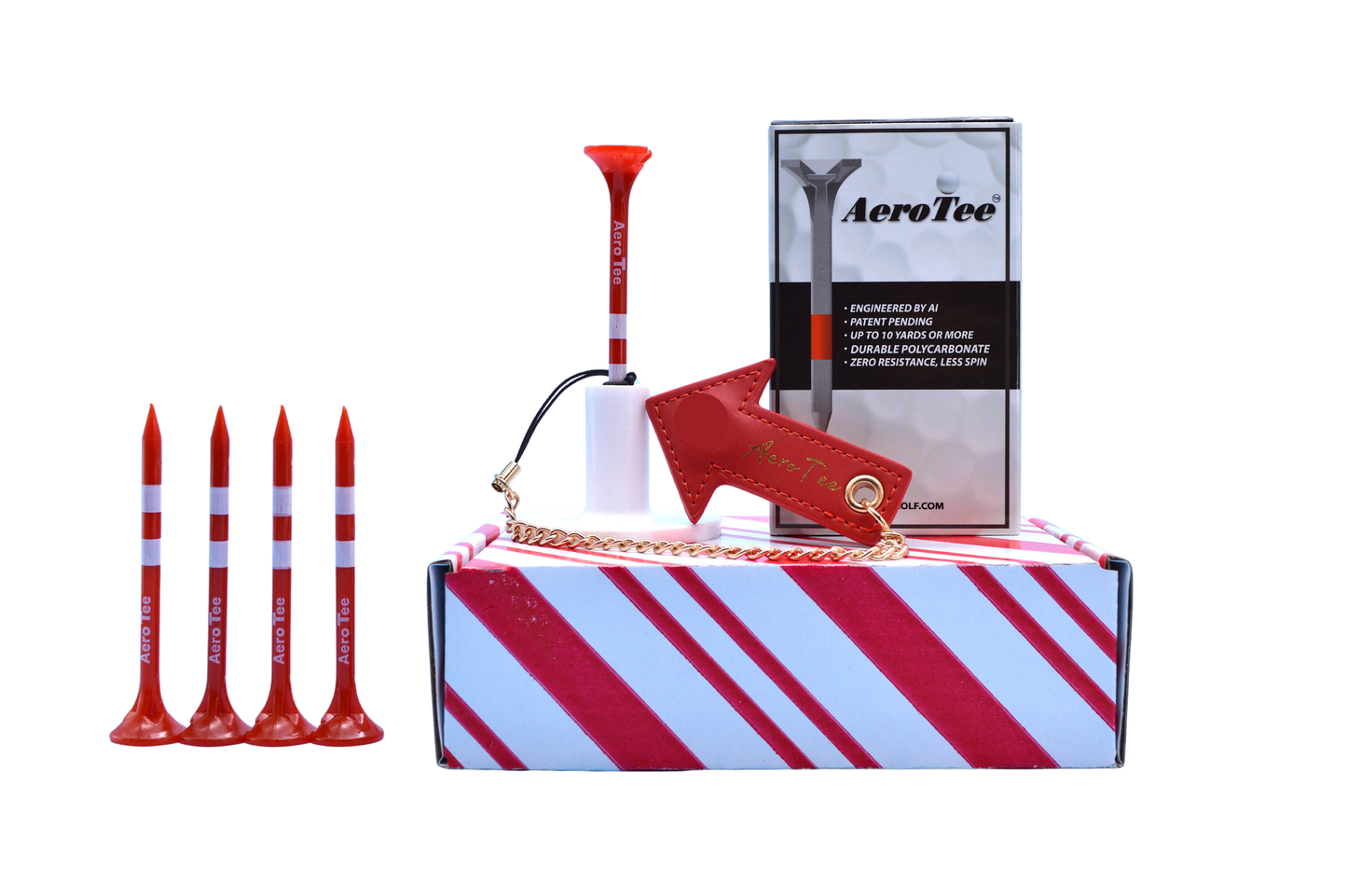 Perfect Gift for Golfers⁕ Premium Golf Gift Set – Distance Tees + Anti-Lost tee Holder + Practice Tee Stand