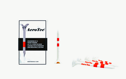 Aero Golf Tee- Engineered and Designed with AI - Patented USGA Approved Equipment Brand - 4 Boxes (5 of 3.25" tees in a box / White )-$7.99 per box