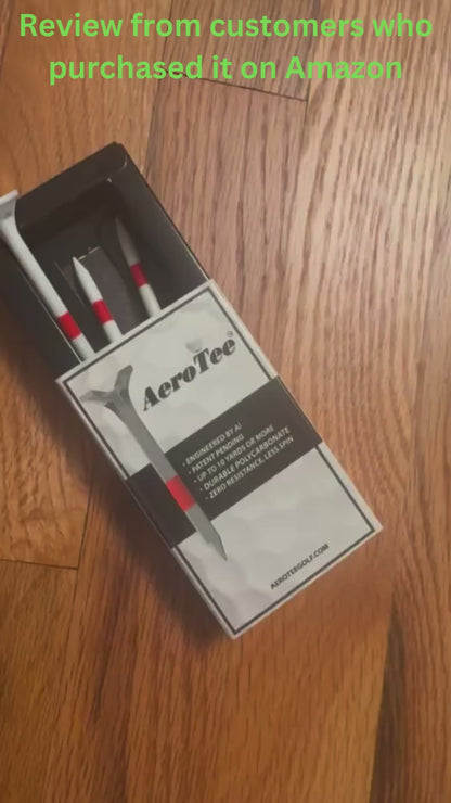 Aero Tee : AI- Engineered and Designed with AI - Patented USGA Approved Equipment Brand - 5 of 3.25" golf tees in a box / RED